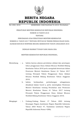 BERITA NEGARA REPUBLIK INDONESIA No.1292, 2018 KEMENKES