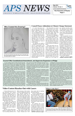 APS NEWS the Futurama of Physics Page 3 a Publication of the American Physical Society •