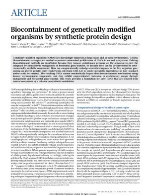Biocontainment of Genetically Modified Organisms by Synthetic Protein Design