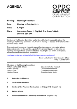 (Public Pack)Agenda Document for Planning Committee, 14/10/2019