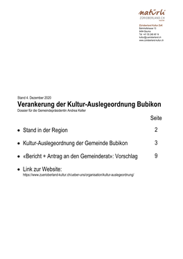 Dossier Verankerung Kultur-Auslegeordnung Bubikon