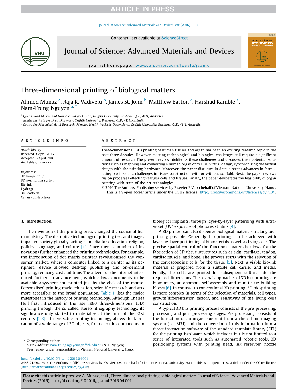 Journal of Science: Advanced Materials and Devices Xxx (2016) 1E17