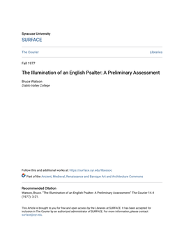 The Illumination of an English Psalter: a Preliminary Assessment