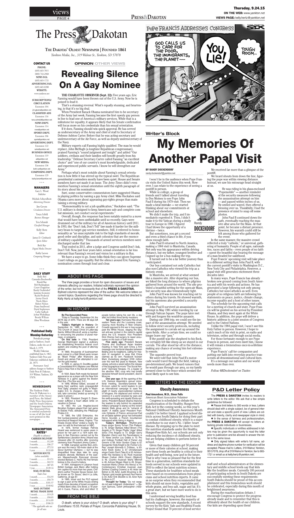 My Memories of Another Papal Visit