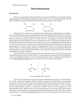 Organic Stereoisomerism