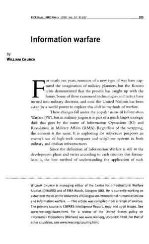 Information Warfare by WILLIAM CHURCH