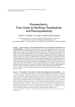 Poromechanics: from Linear to Nonlinear Poroelasticity and Poroviscoelasticity