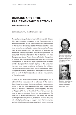 Ukraine After the Parliamentary Elections Review and Outlook