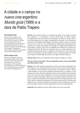 Nuevo Cine Argentino: Mundo Grúa (1999) E a Obra De Pablo Trapero