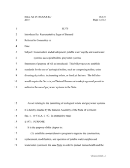 AS INTRODUCED H.375 2015 Page 1 of 13