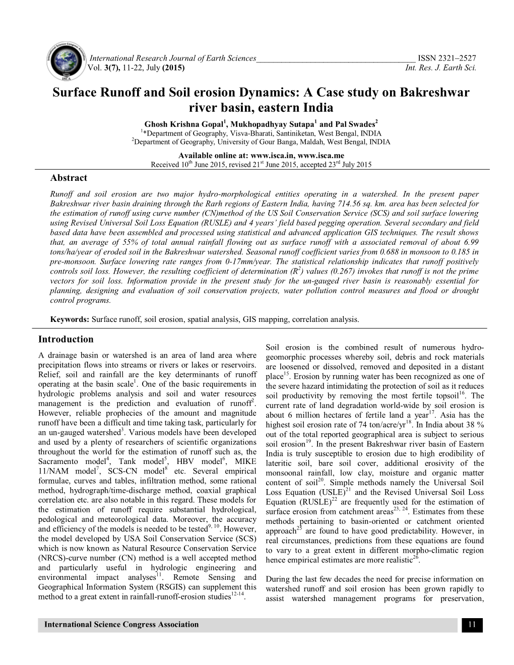 Surface Runoff and Soil Erosion Dynamics