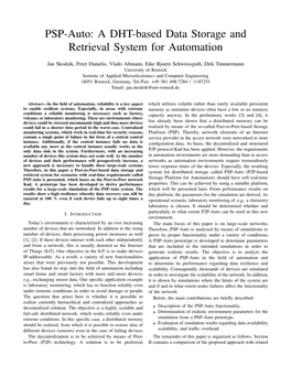 PSP-Auto: a DHT-Based Data Storage and Retrieval System for Automation