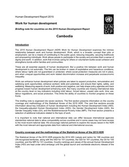 Human Development Report 2015: Cambodia