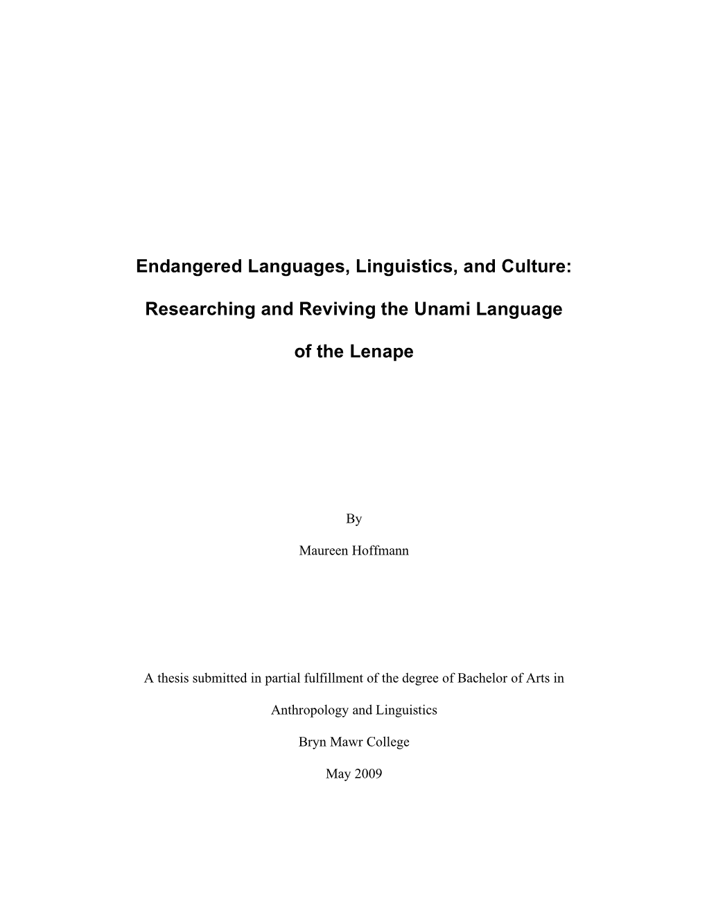 Researching and Reviving the Unami Language of the Lenape