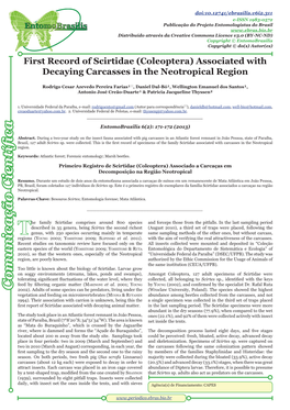 First Record of Scirtidae (Coleoptera) Associated with Decaying Carcasses in the Neotropical Region