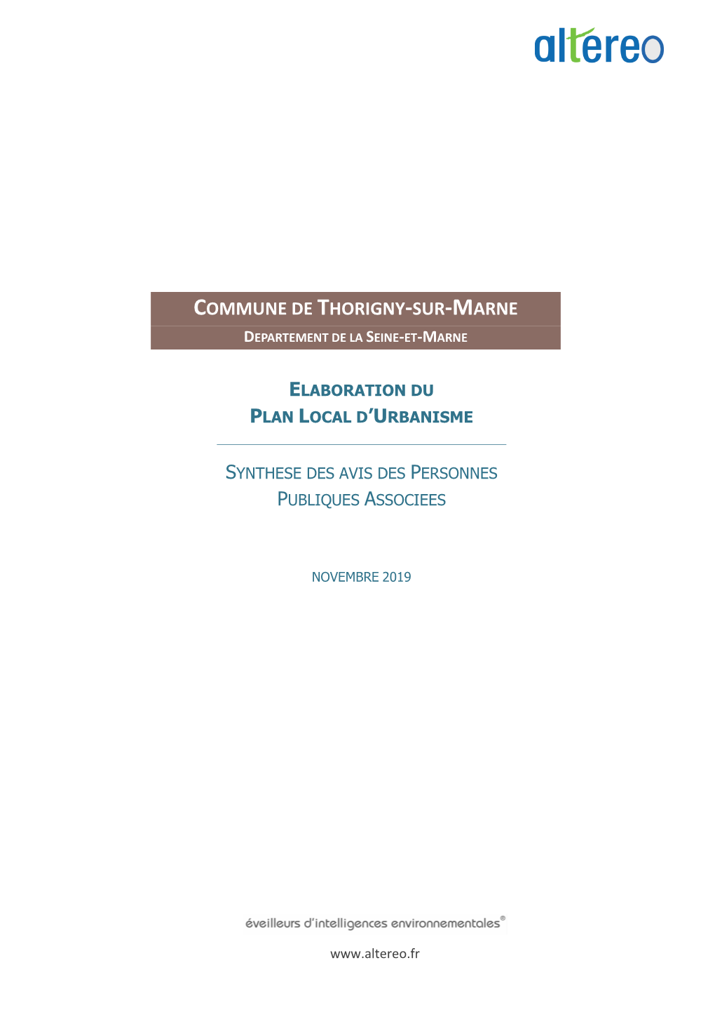 Commune De Thorigny-Sur-Marne Departement De La Seine-Et-Marne