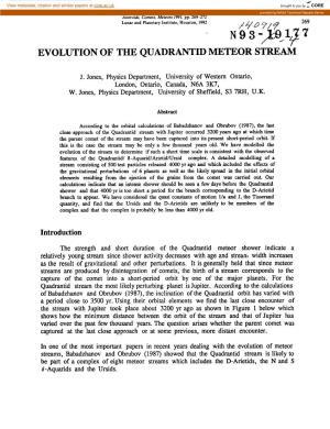 Evolution of the Quadrantid Meteor Stream