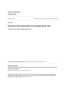 University of San Diego Men's Soccer Media Guide 1996