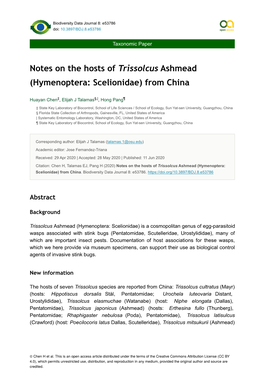 Notes on the Hosts of Trissolcus Ashmead (Hymenoptera: Scelionidae) from China