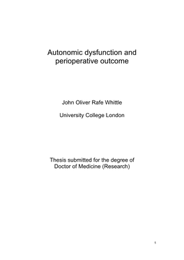 Autonomic Dysfunction and Perioperative Outcome