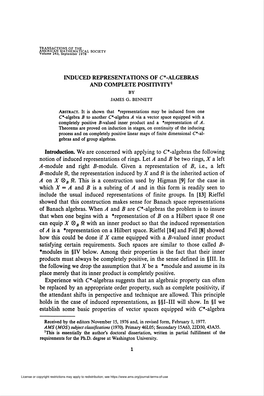Induced Representations of C*-Algebras and Complete Posittvity1 by James G
