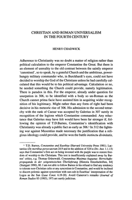 Christian and Roman Universalism in the Fourth Century