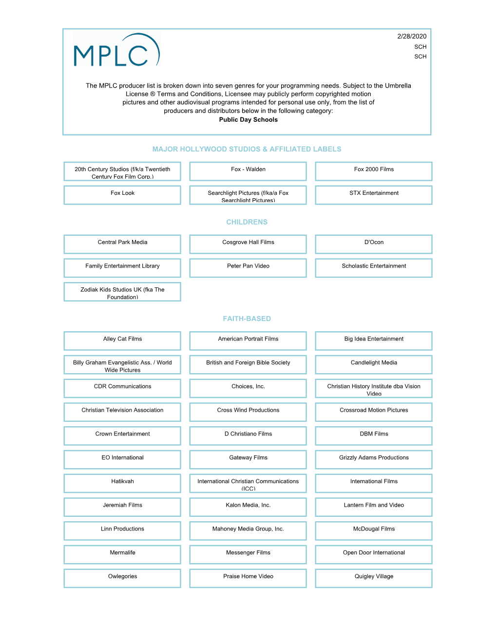 06 MPLC US Producer List by Product