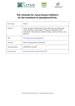 Review the Rationale for Janus Kinase Inhibitors for the Treatment of Spondyloarthritis