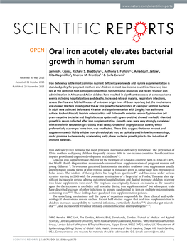 Oral Iron Acutely Elevates Bacterial Growth in Human Serum