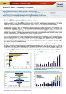 European Banks – Quarterly ESG Update