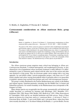 S. Brullo, A. Guglielmo, P. Pavone & C. Salmeri Cytotaxonomic