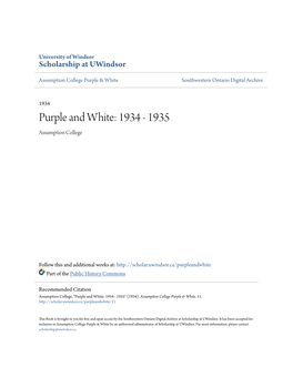 Purple and White: 1934 - 1935 Assumption College