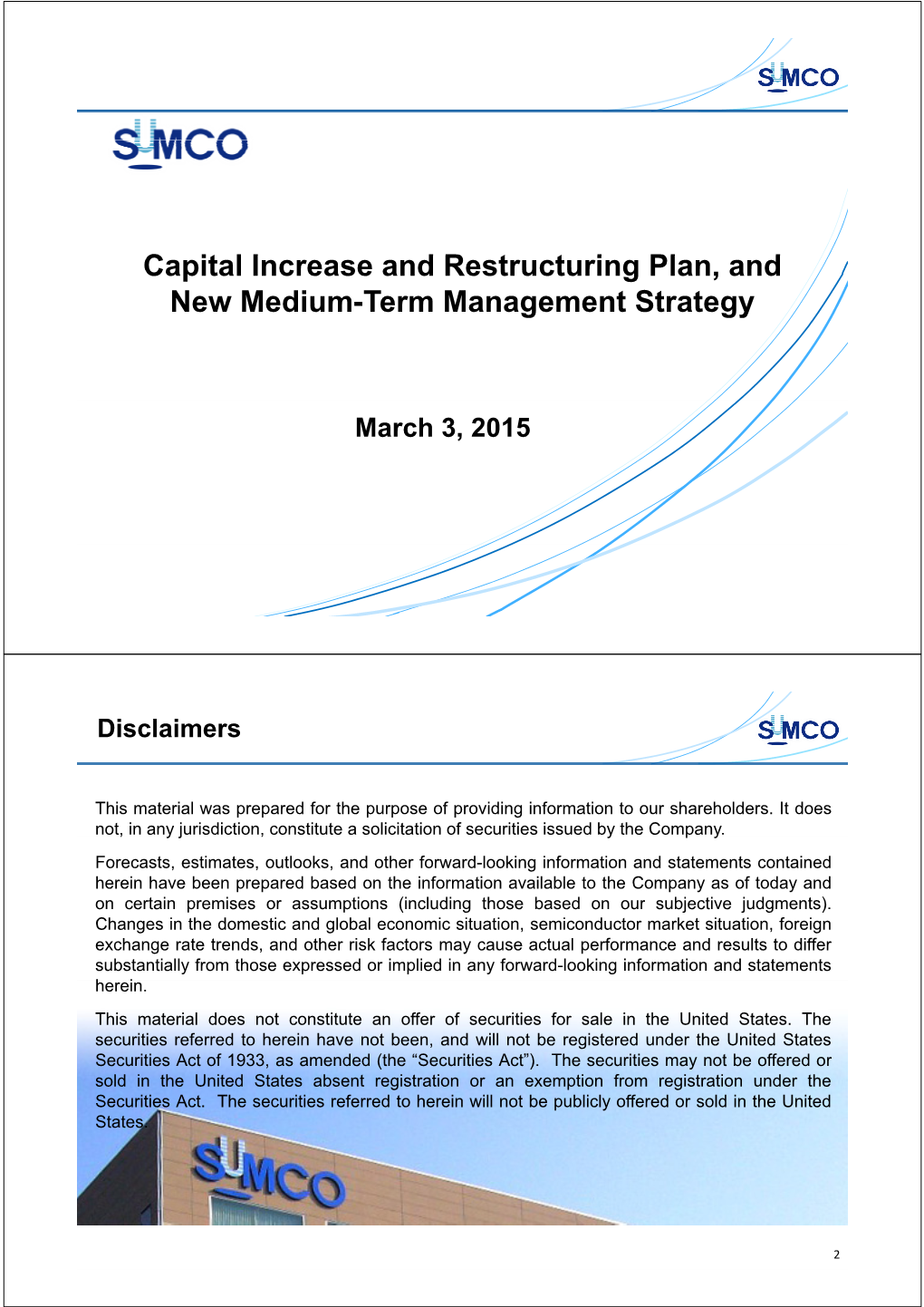 SUMCO (3436) Capital Increase and Restructuring Plan, and New