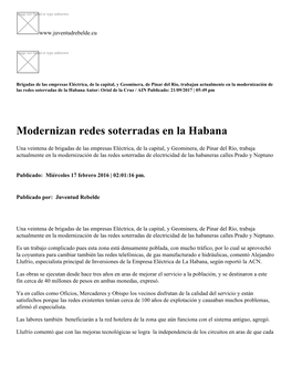 Modernizan Redes Soterradas En La Habana
