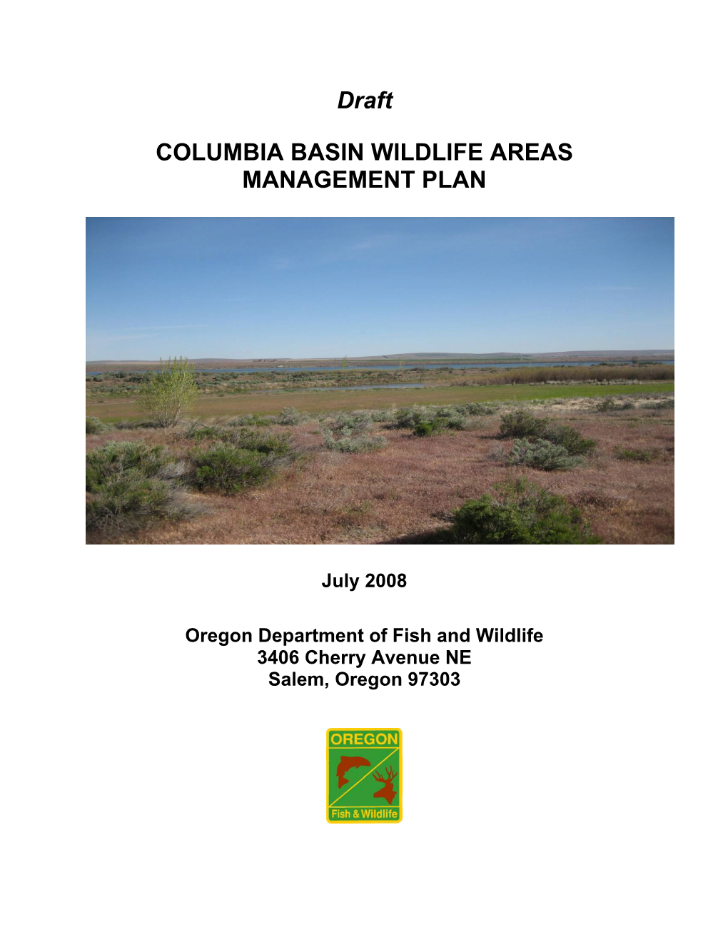 Draft COLUMBIA BASIN WILDLIFE AREAS MANAGEMENT PLAN