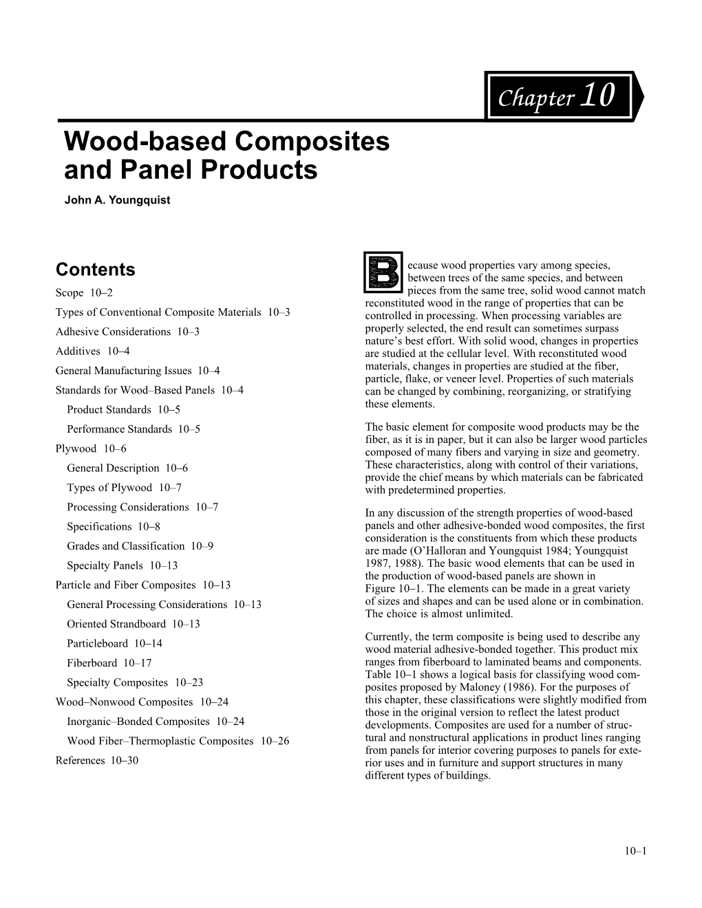 Chapter 10--Wood-Based Composites and Panel Products