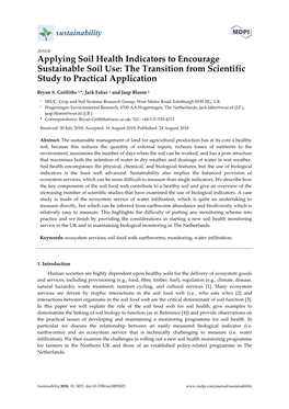 Applying Soil Health Indicators to Encourage Sustainable Soil Use: the Transition from Scientific Study to Practical Application