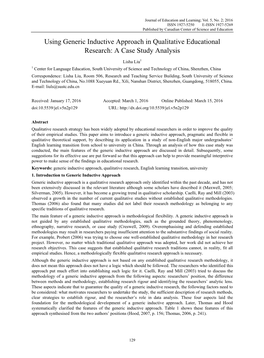 Using Generic Inductive Approach in Qualitative Educational Research: a Case Study Analysis