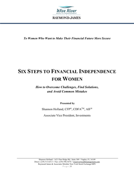 Six Steps Financial Independence for Women