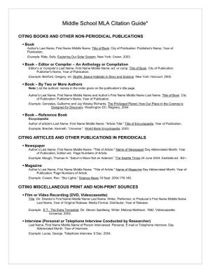 Middle School MLA Citation Guide*