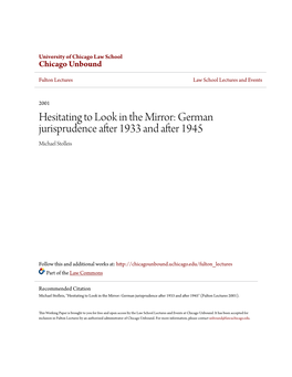 German Jurisprudence After 1933 and After 1945 Michael Stolleis