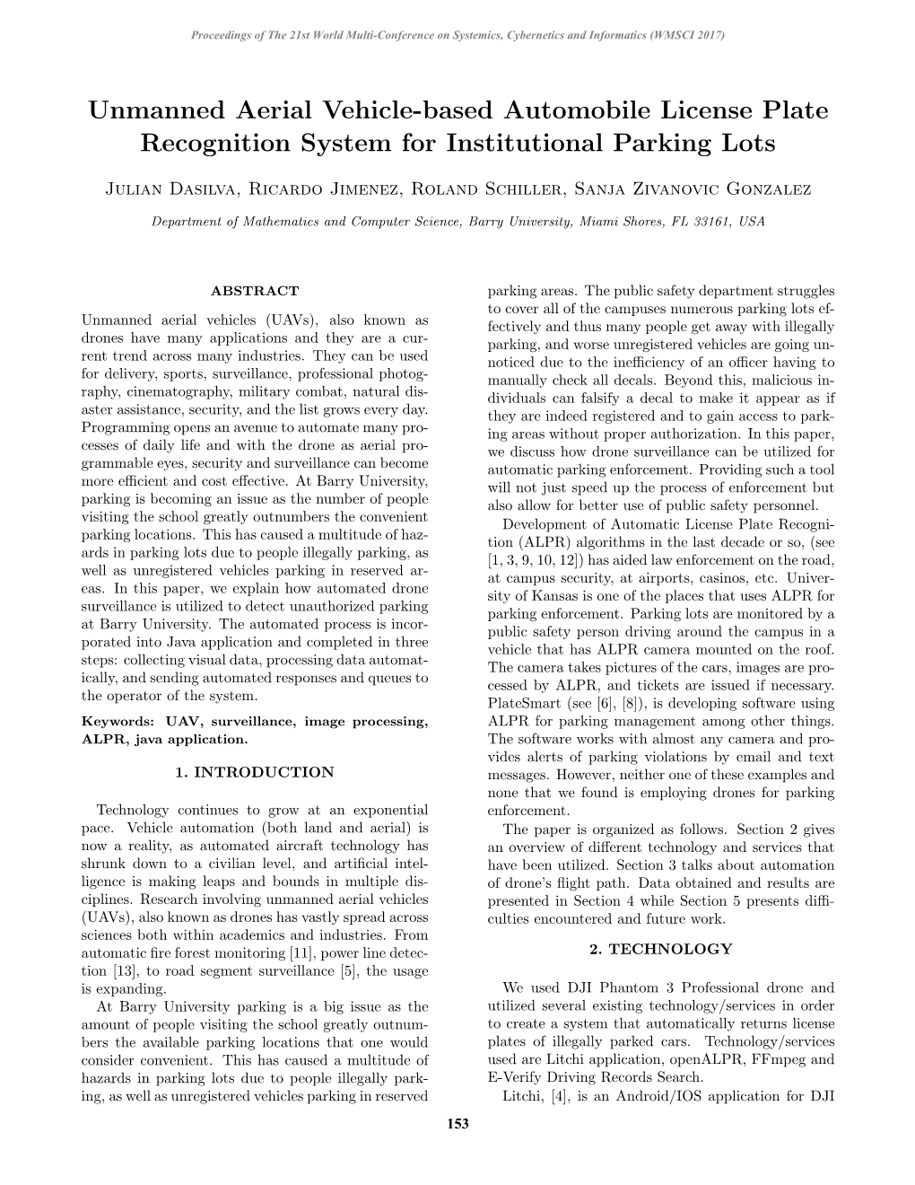 Unmanned Aerial Vehicle-Based Automobile License Plate Recognition System for Institutional Parking Lots