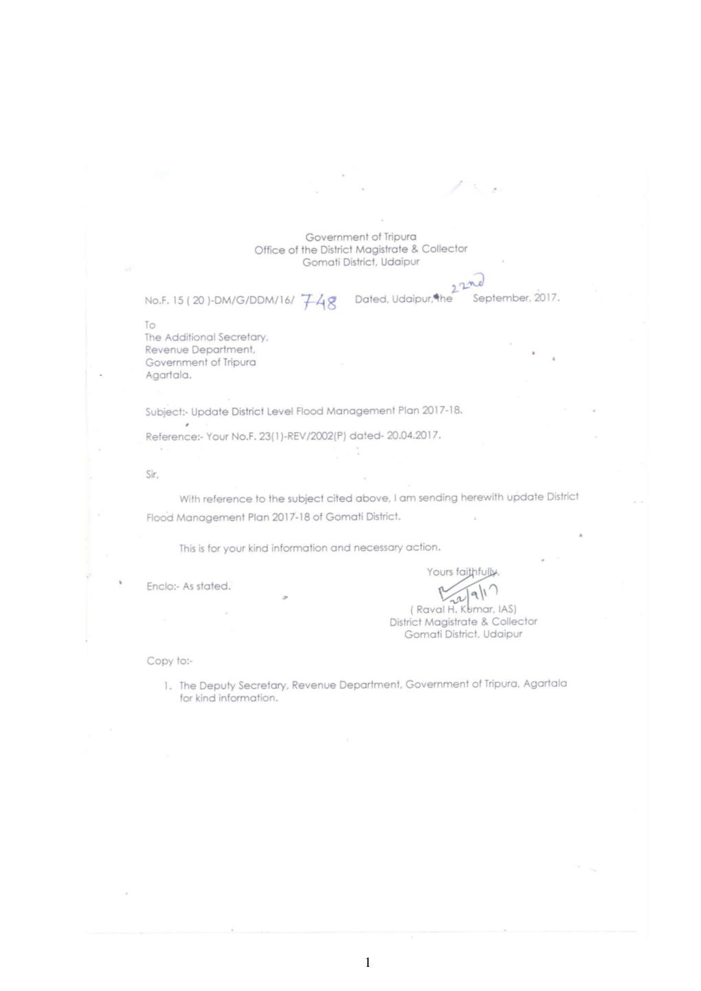 Amendment to the Constitution of India in 2005 the Disaster Management Act Was Enacted Under the Concurrence List of the Constitution of India