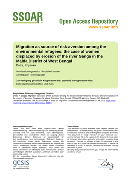 Migration As Source of Risk-Aversion Among the Environmental Refugees