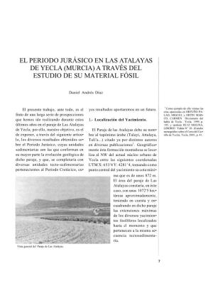 El Periodo Jurásico En Las Atalayas De Yecla (Murcia) a Través Del Estudio De Su Material Fósil