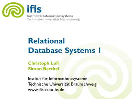 Relational Database Systems 1