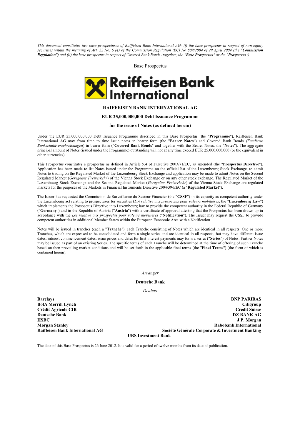 Base Prospectus RAIFFEISEN BANK INTERNATIONAL AG EUR