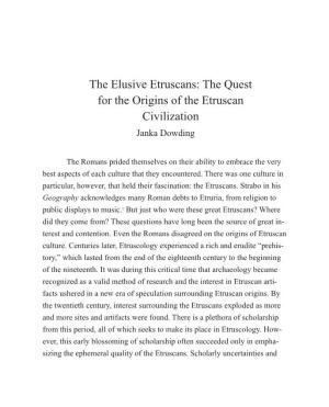The Quests for the Origins of the Etruscan