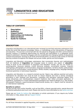 LINGUISTICS and EDUCATION an International Research Journal