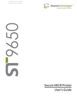Secure MICR Printer User's Guide